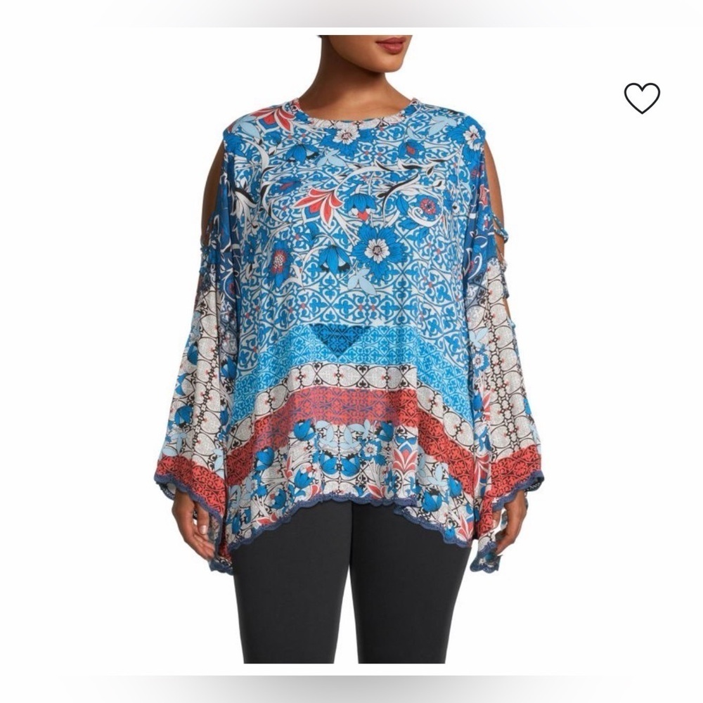 Johnny Was Plus Bondi Printed Poncho Top Size XS NWOT